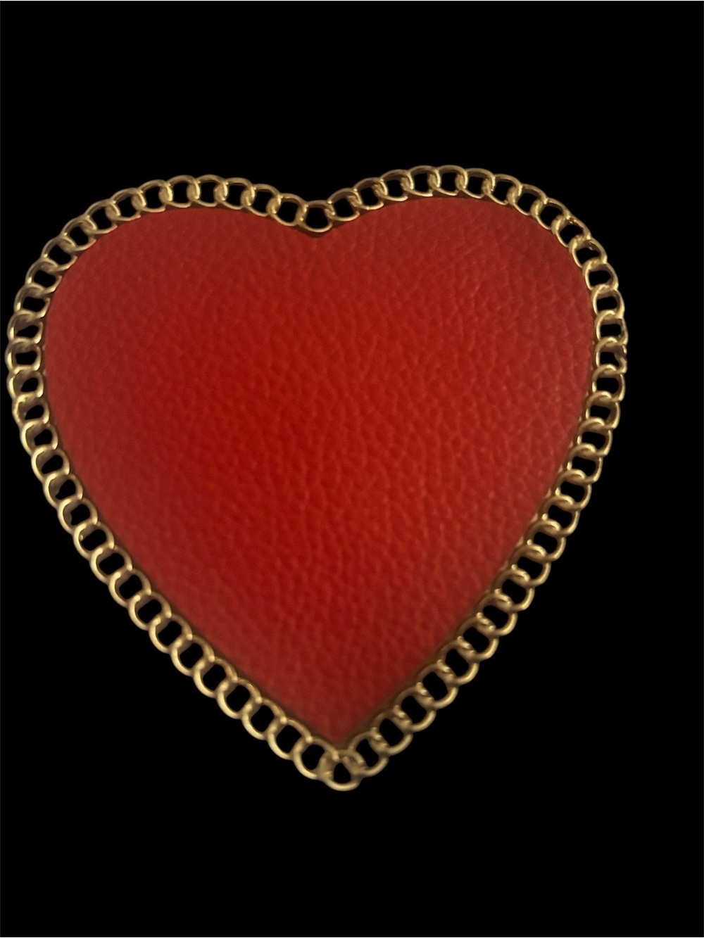 Red Heart Patch accessory with Gold tone Beaded Trim